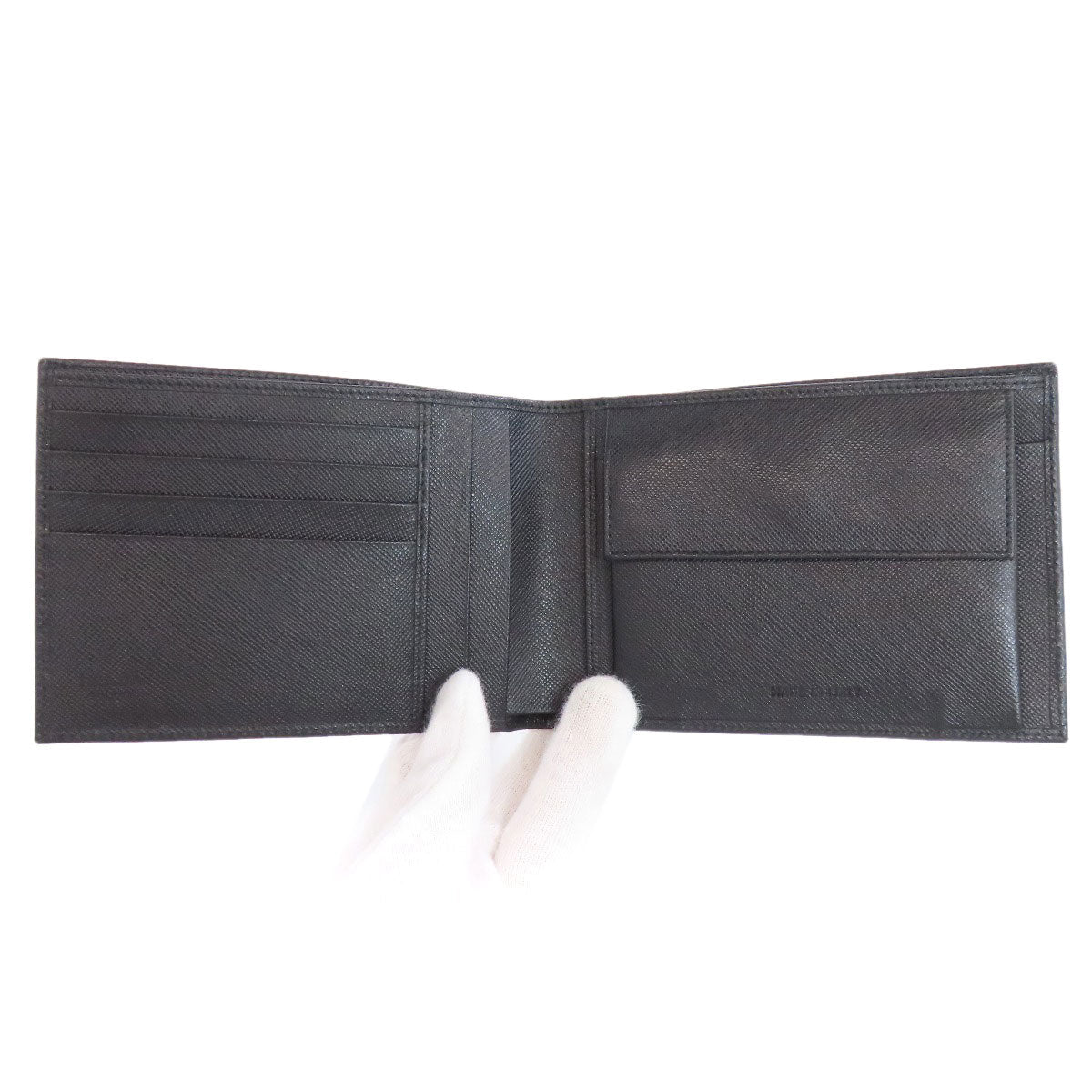 PRADA Bifold Wallet Safiano black logo Women Used Authentic