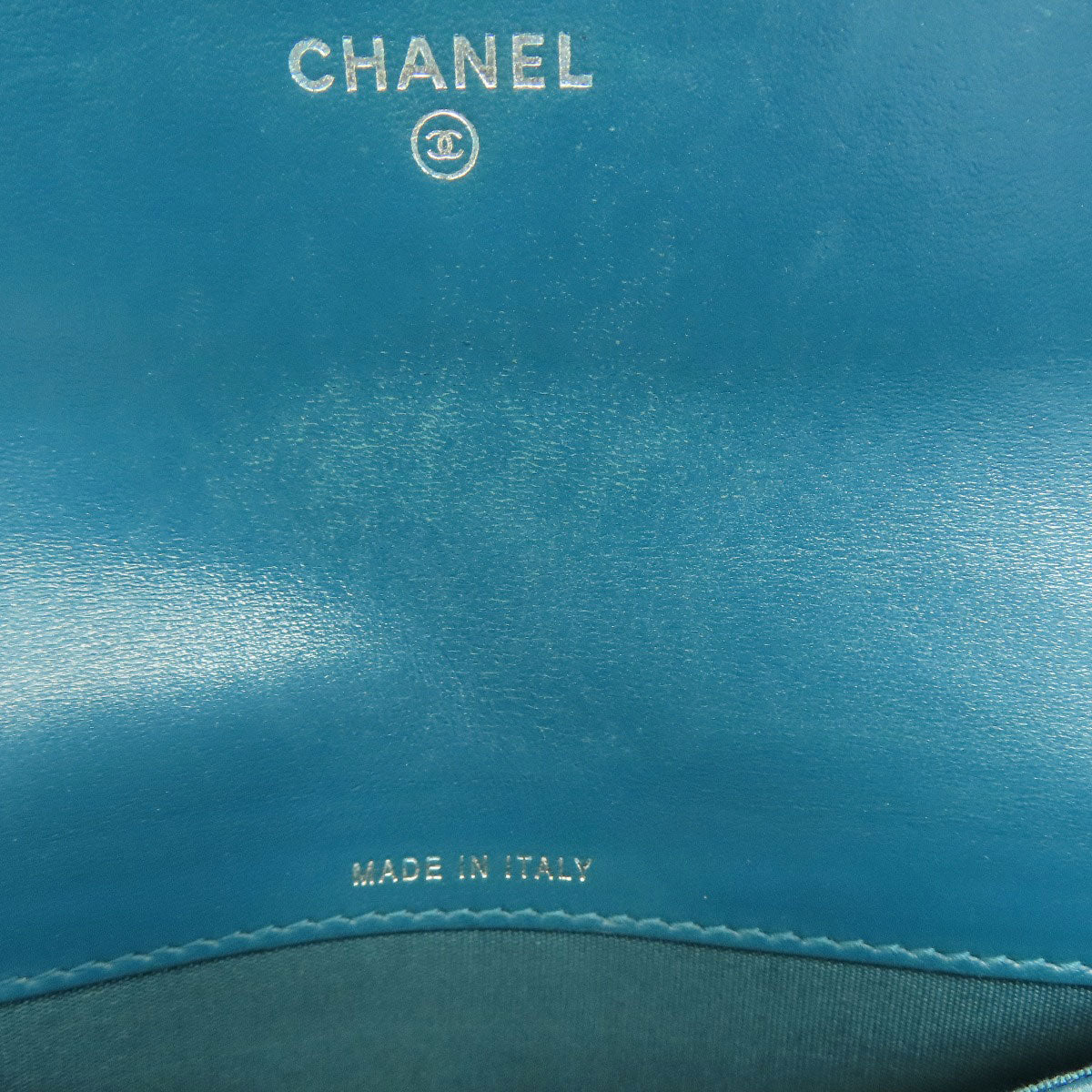 CHANEL Long Wallet Purse Calfskin blue Vstitch COCO Mark SilverMetal Women Used Authentic