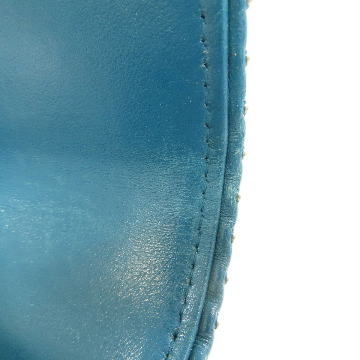 CHANEL Long Wallet Purse Calfskin blue Vstitch COCO Mark SilverMetal Women Used Authentic