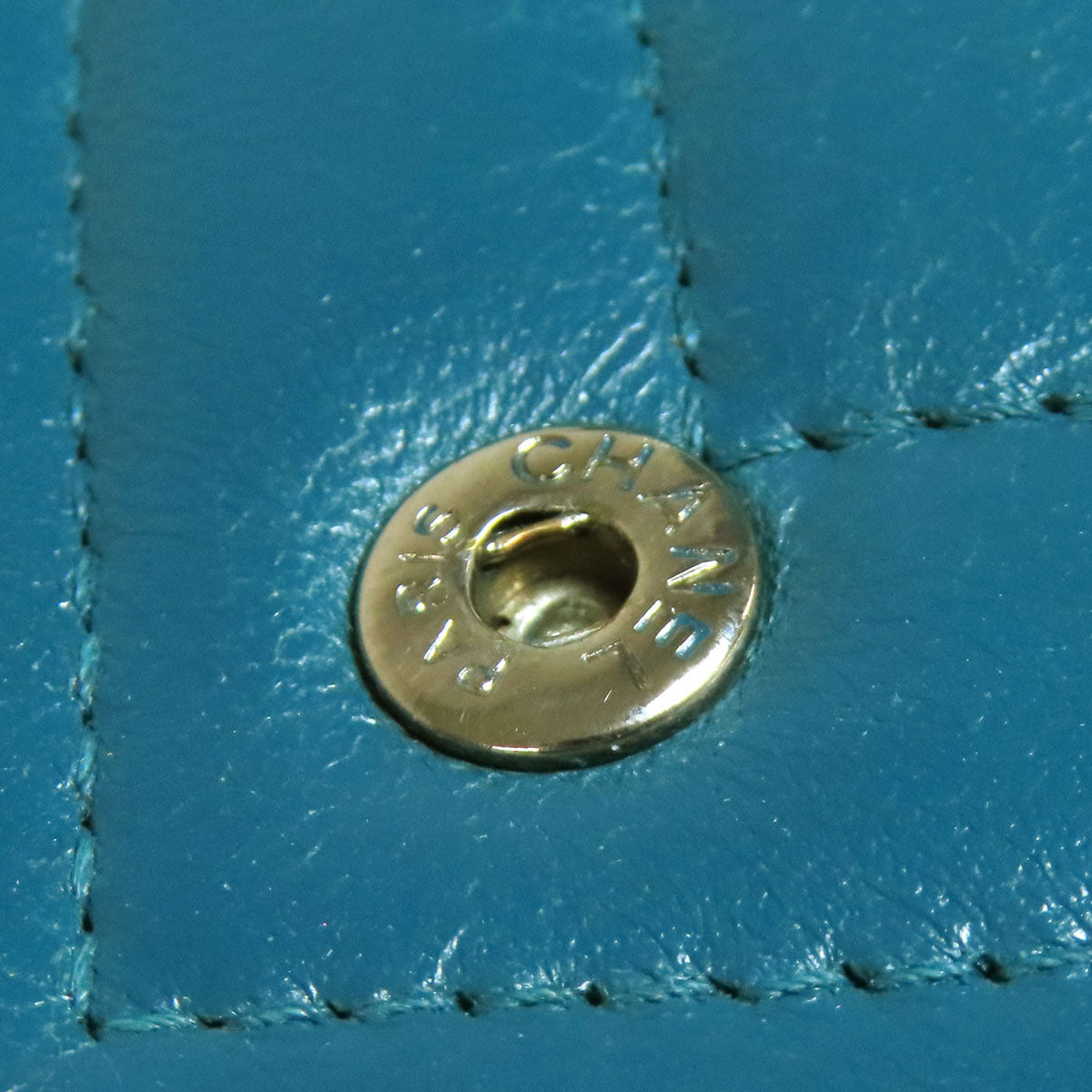 CHANEL Long Wallet Purse Calfskin blue Vstitch COCO Mark SilverMetal Women Used Authentic