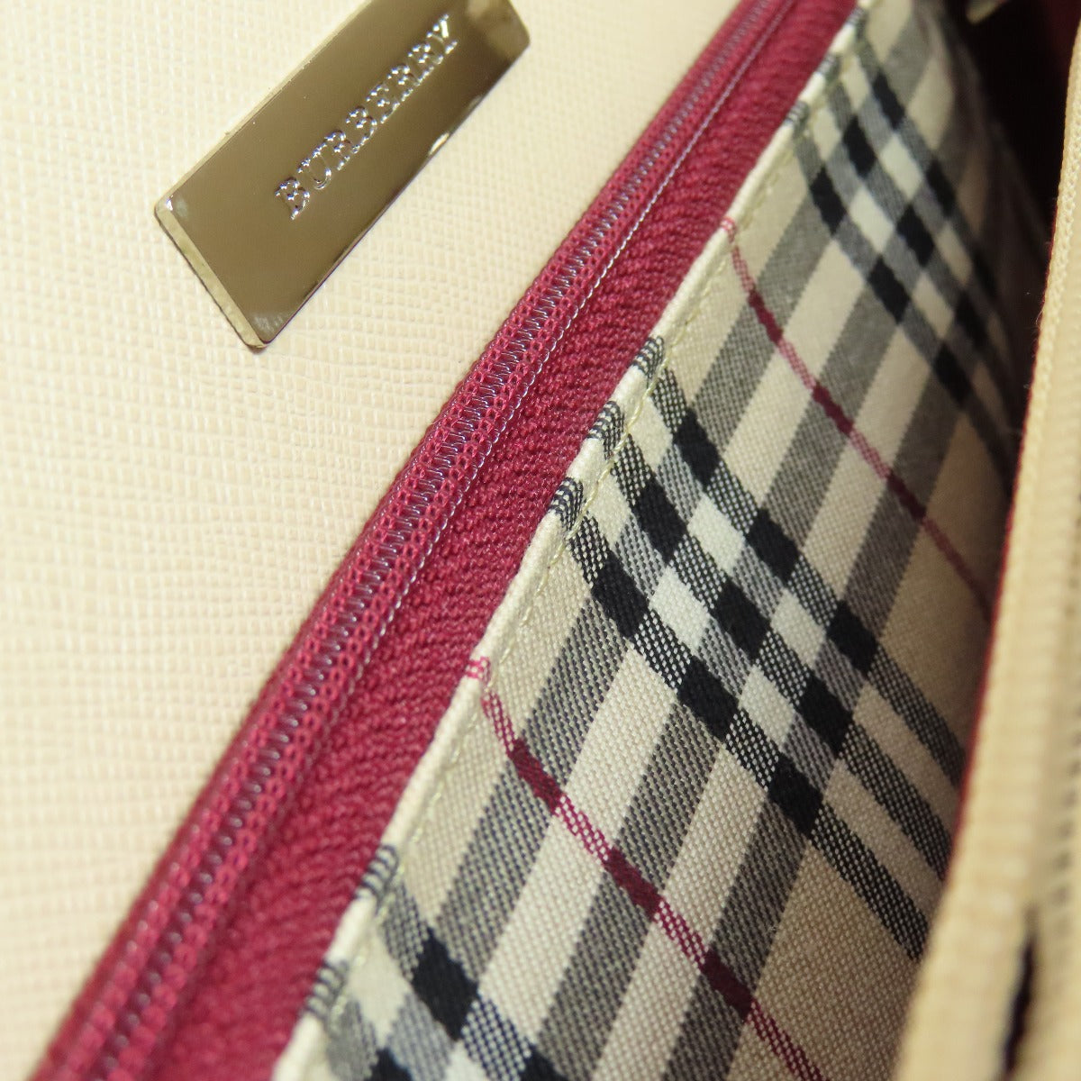 BURBERRY Handbag PVC beige logo Women Used Authentic