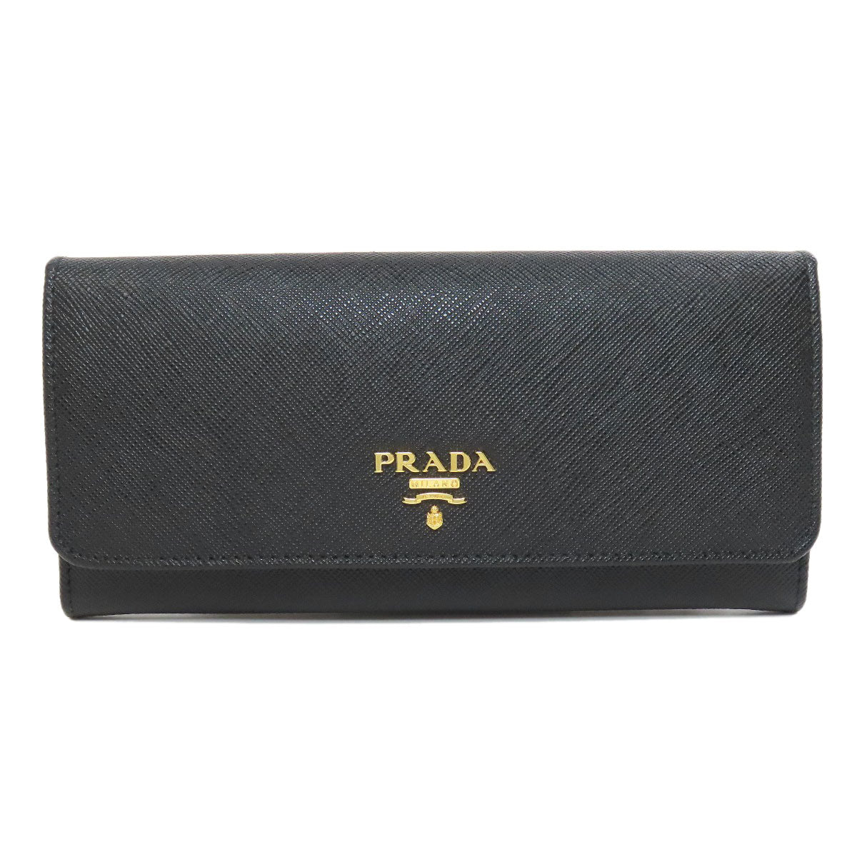 PRADA Long Wallet Purse 1MH132 Safiano black logo Women Used Authentic