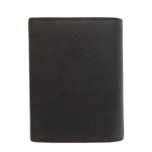 PRADA Bifold Wallet 1MV204 Safiano black Monkey Print Women Used Authentic