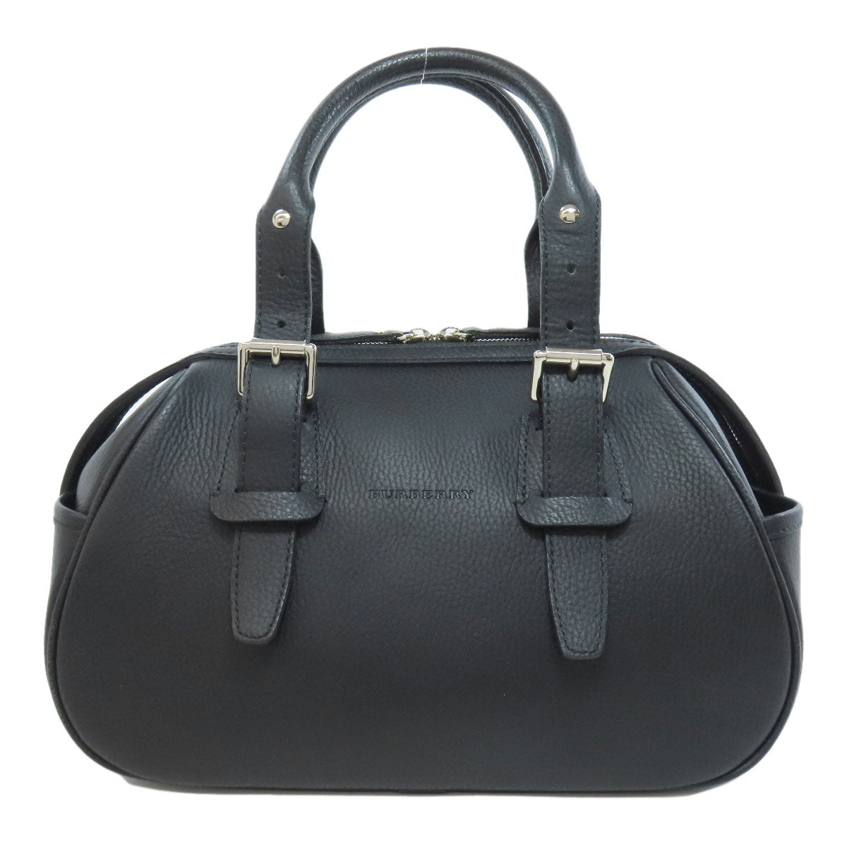 BURBERRY Handbag leather black logo Women Used Authentic