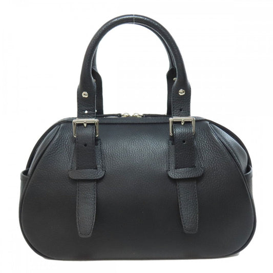 BURBERRY Handbag leather black logo Women Used Authentic