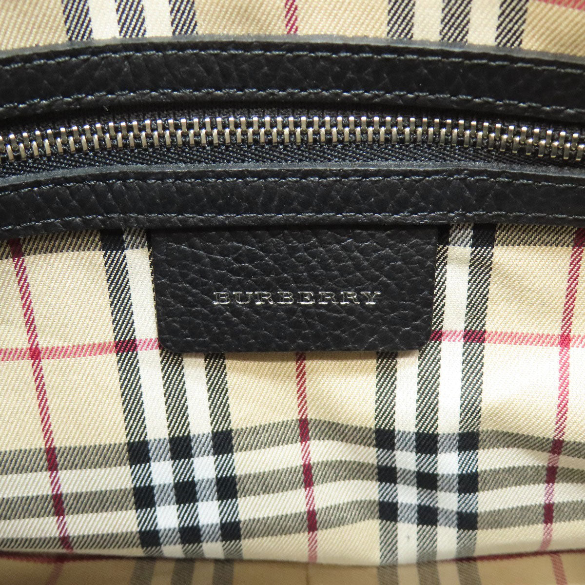 BURBERRY Handbag leather black logo Women Used Authentic