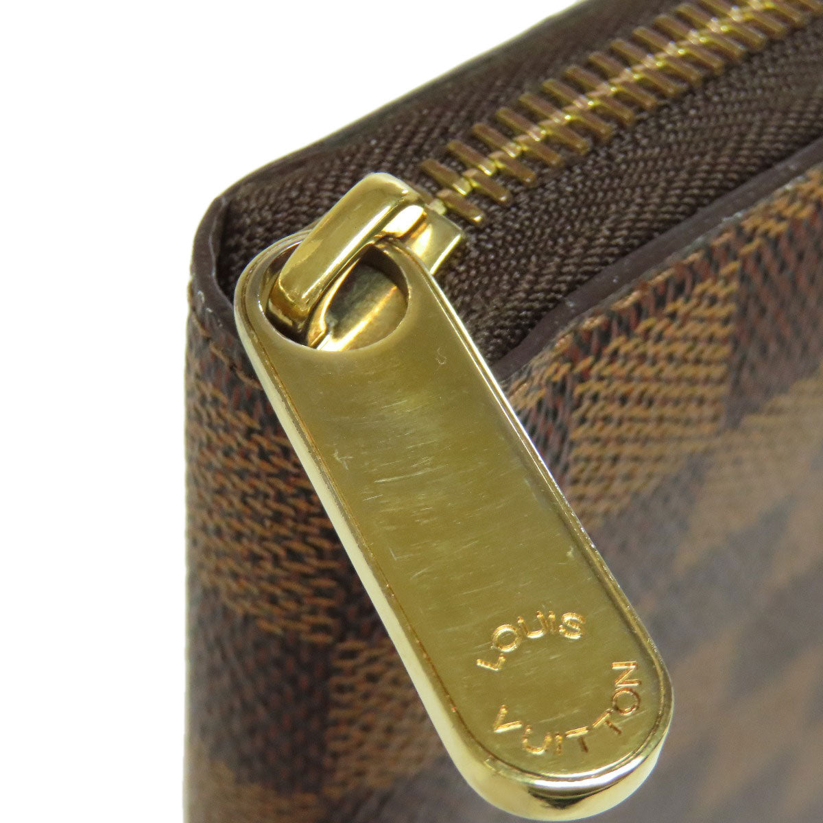 LOUIS VUITTON Long Wallet Purse N60015 Damier canvas Brown Zippy wallet old