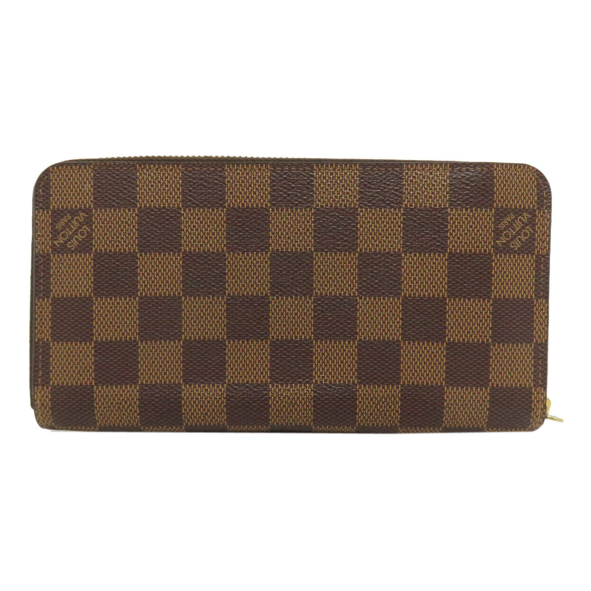 LOUIS VUITTON Long Wallet Purse N60015 Damier canvas Brown Zippy wallet old