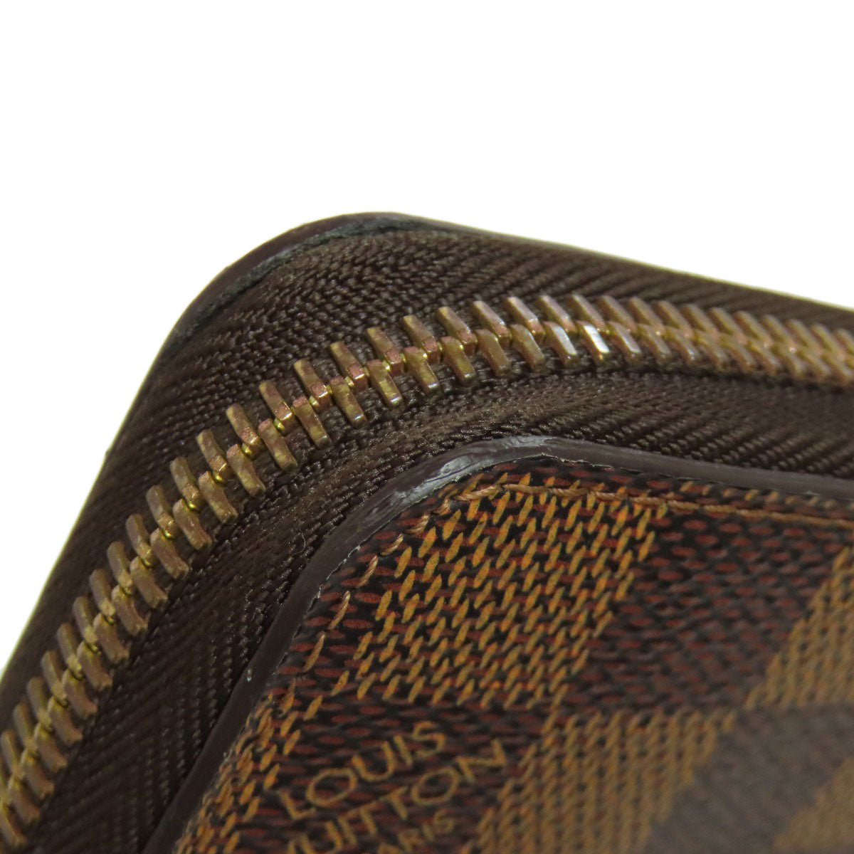 LOUIS VUITTON Long Wallet Purse N60015 Damier canvas Brown Zippy wallet old