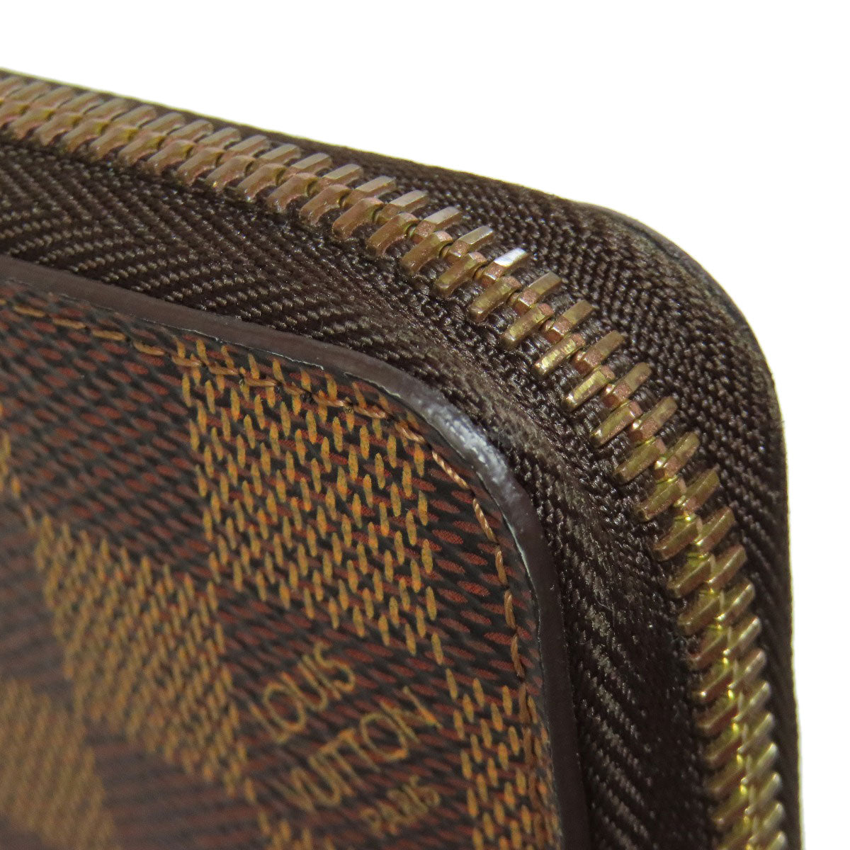 LOUIS VUITTON Long Wallet Purse N60015 Damier canvas Brown Zippy wallet old