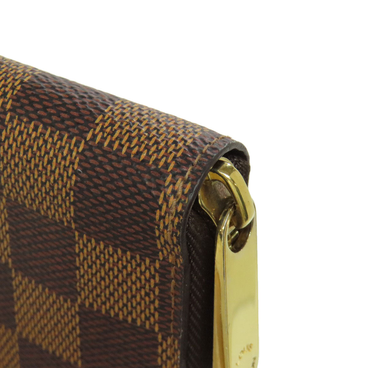 LOUIS VUITTON Long Wallet Purse N60015 Damier canvas Brown Zippy wallet old