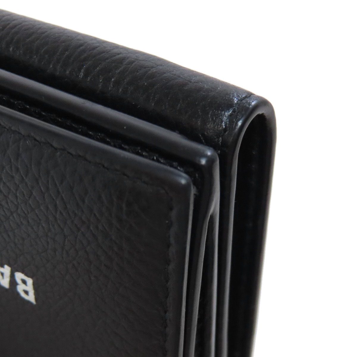 BALENCIAGA Bifold Wallet 594312 leather black logo Tri-fold Wallet Women Used Authentic