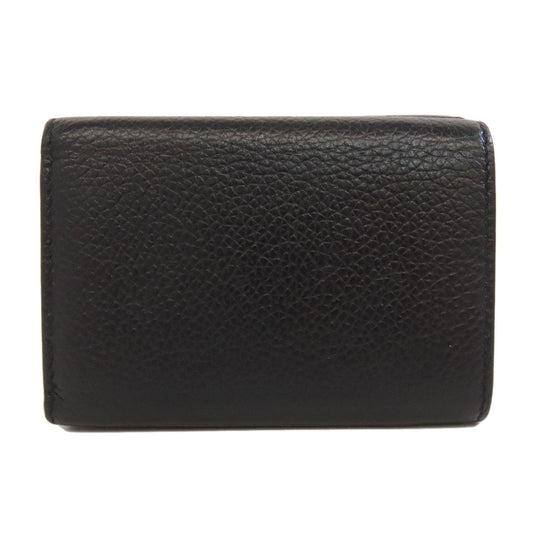 BALENCIAGA Bifold Wallet 594312 leather black logo Tri-fold Wallet Women Used Authentic