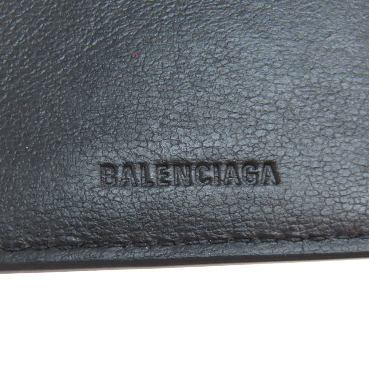 BALENCIAGA Bifold Wallet 594312 leather black logo Tri-fold Wallet Women Used Authentic