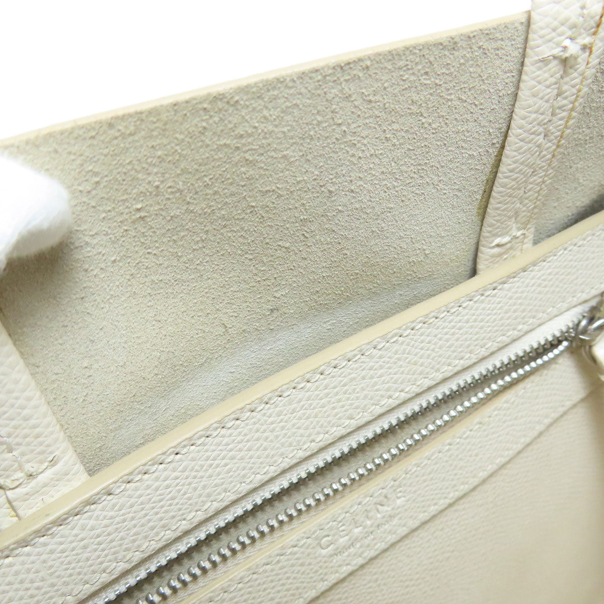 CELINE Handbag leather white Vertical Cabas 2WAY Women Used Authentic
