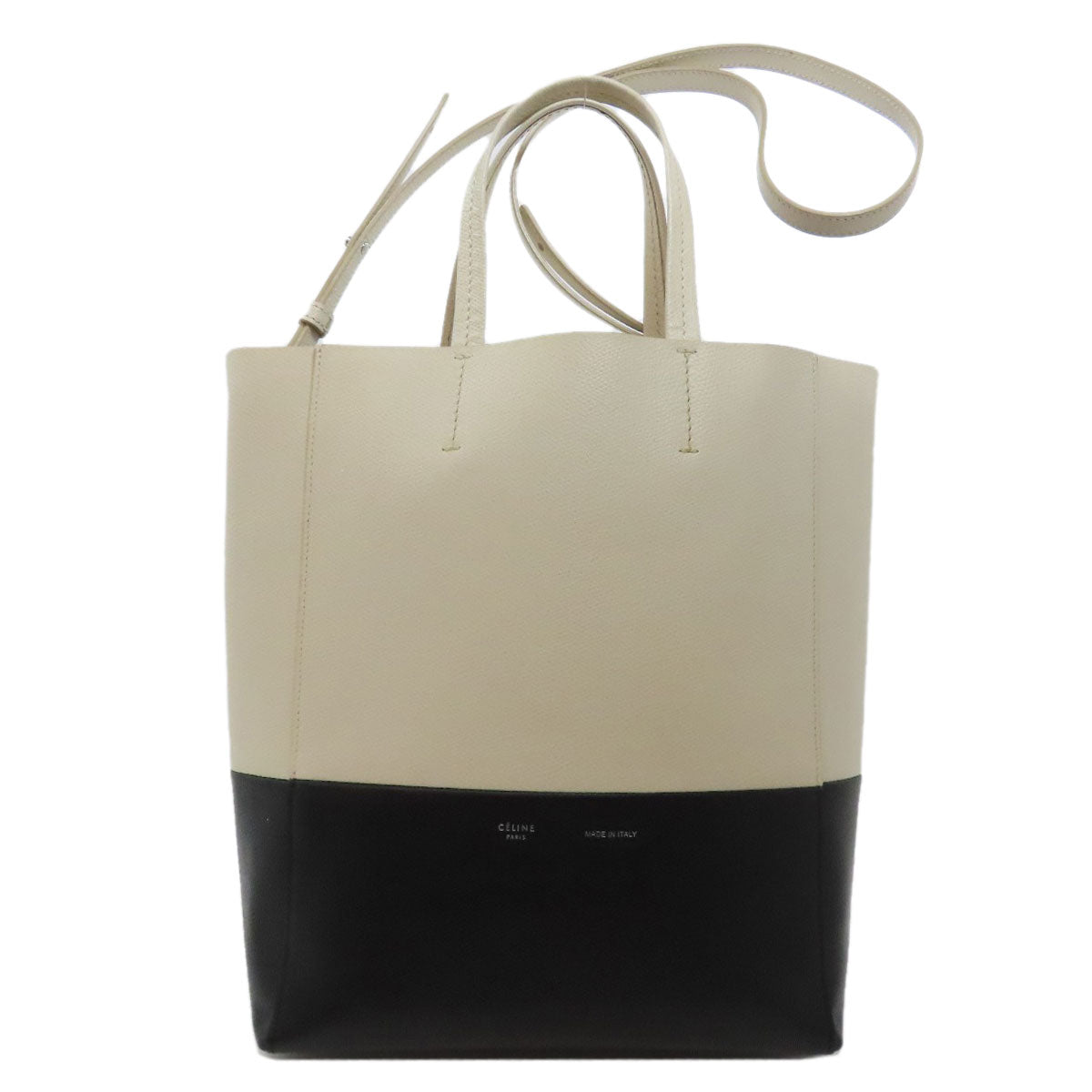 CELINE Handbag leather white Vertical Cabas 2WAY Women Used Authentic