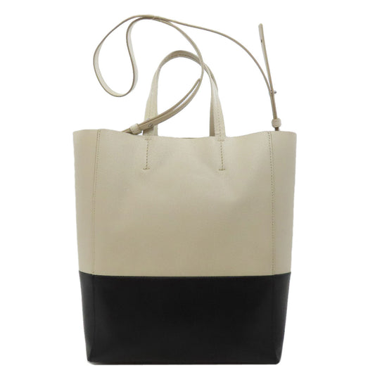 CELINE Handbag leather white Vertical Cabas 2WAY Women Used Authentic