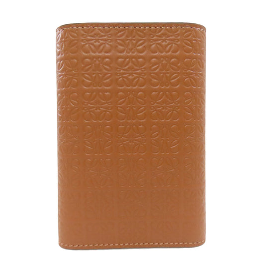 LOEWE Bifold Wallet Calfskin Brown Repeat Bar Tikal Wallet Small Women Used Authentic