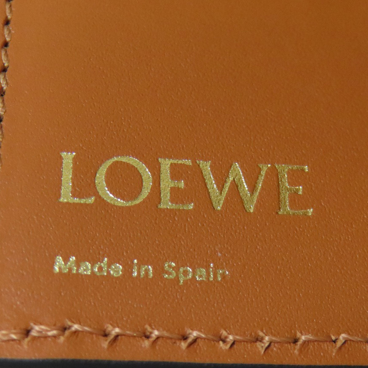 LOEWE Bifold Wallet Calfskin Brown Repeat Bar Tikal Wallet Small Women Used Authentic