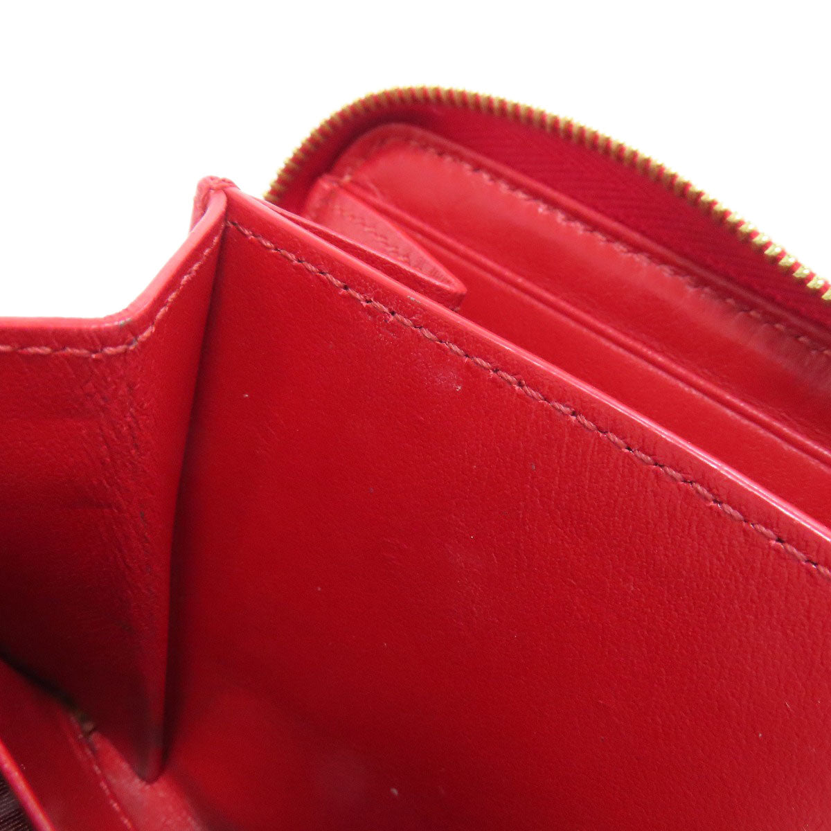 CELINE Coin case leather Red CMetal Women Used Authentic