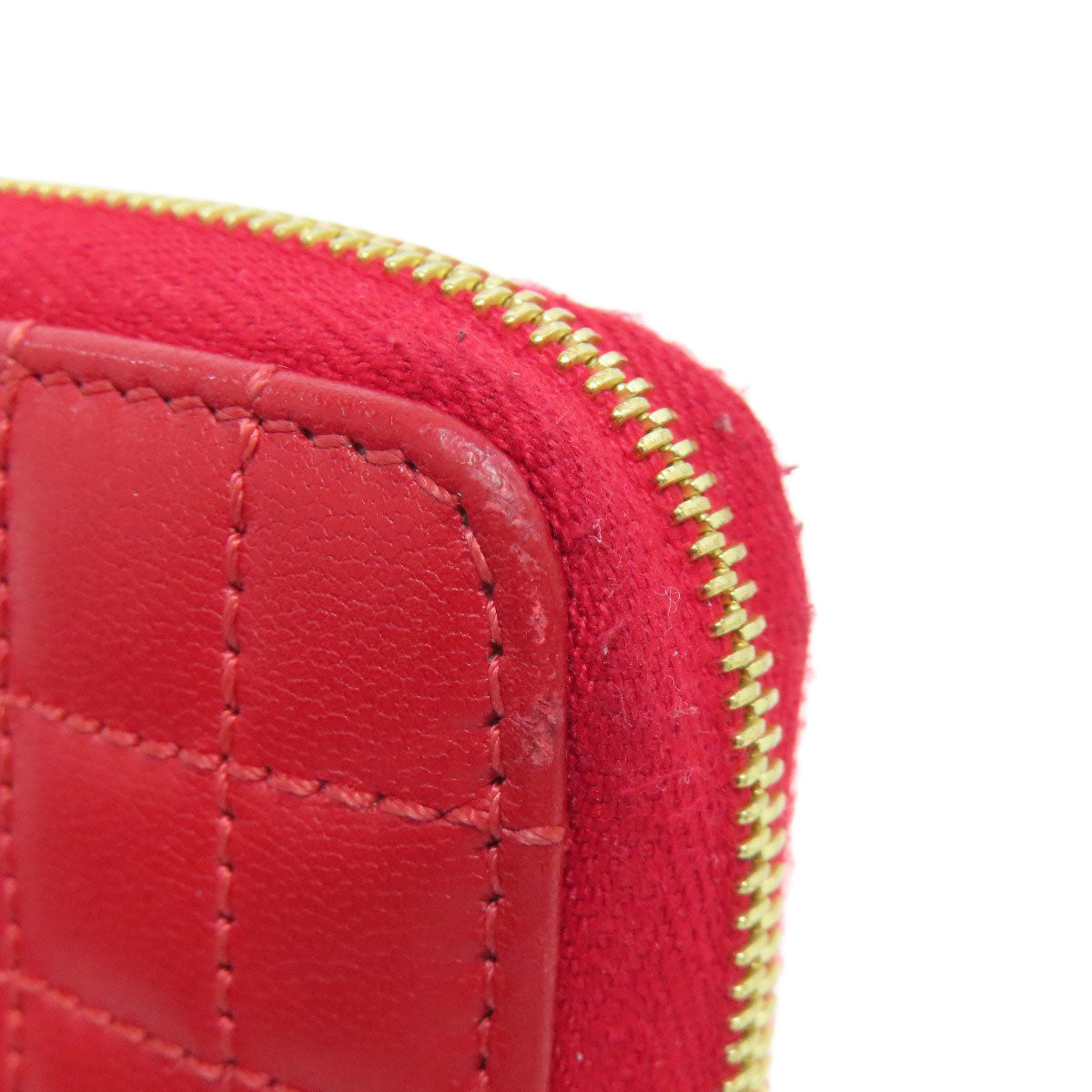 CELINE Coin case leather Red CMetal Women Used Authentic