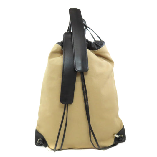 FENDI Backpack canvas beige logo Women Used Authentic