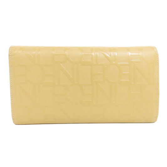 CELINE Long Wallet Purse leather beige logo Women Used Authentic