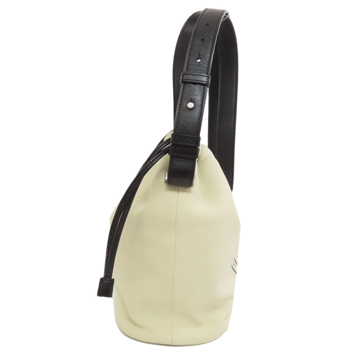 SAINT LAURENT Shoulder Bag Calfskin white logo Women Used Authentic