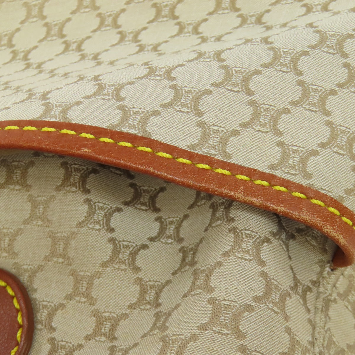 CELINE Handbag canvas Brown Macadam Pattern Women Used Authentic