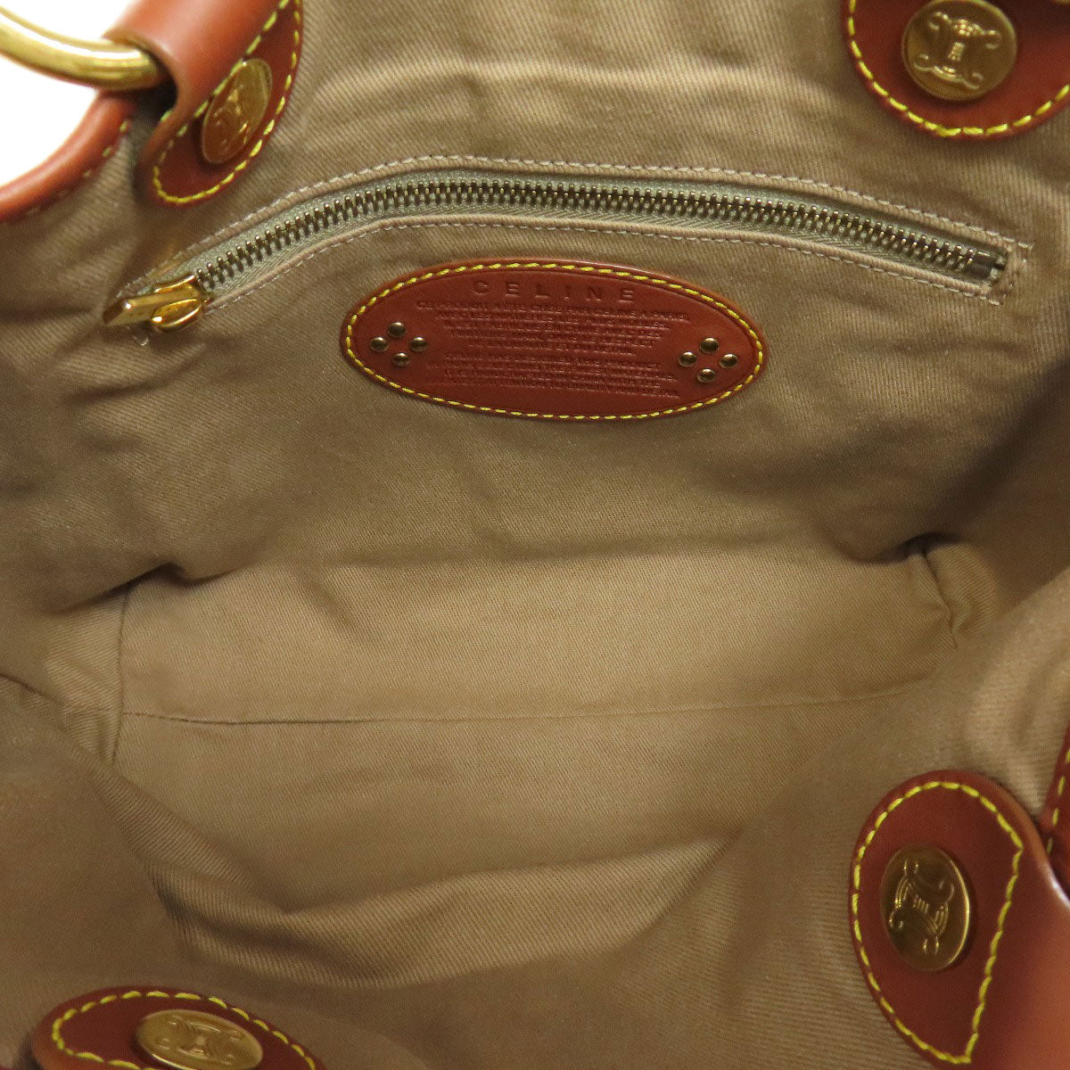 CELINE Handbag canvas Brown Macadam Pattern Women Used Authentic