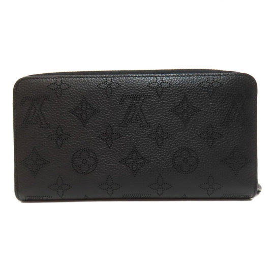 LOUIS VUITTON Long Wallet Purse M61867 Mahina leather black Zippy wallet Women Used Authentic