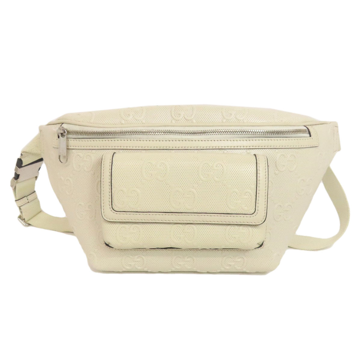 GUCCI Sling bag 645093 Calfskin white GG emboss Women Used Authentic