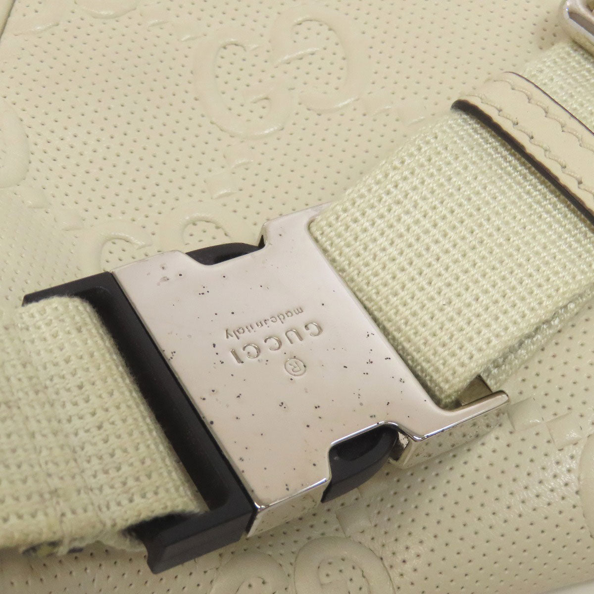 GUCCI Sling bag 645093 Calfskin white GG emboss Women Used Authentic