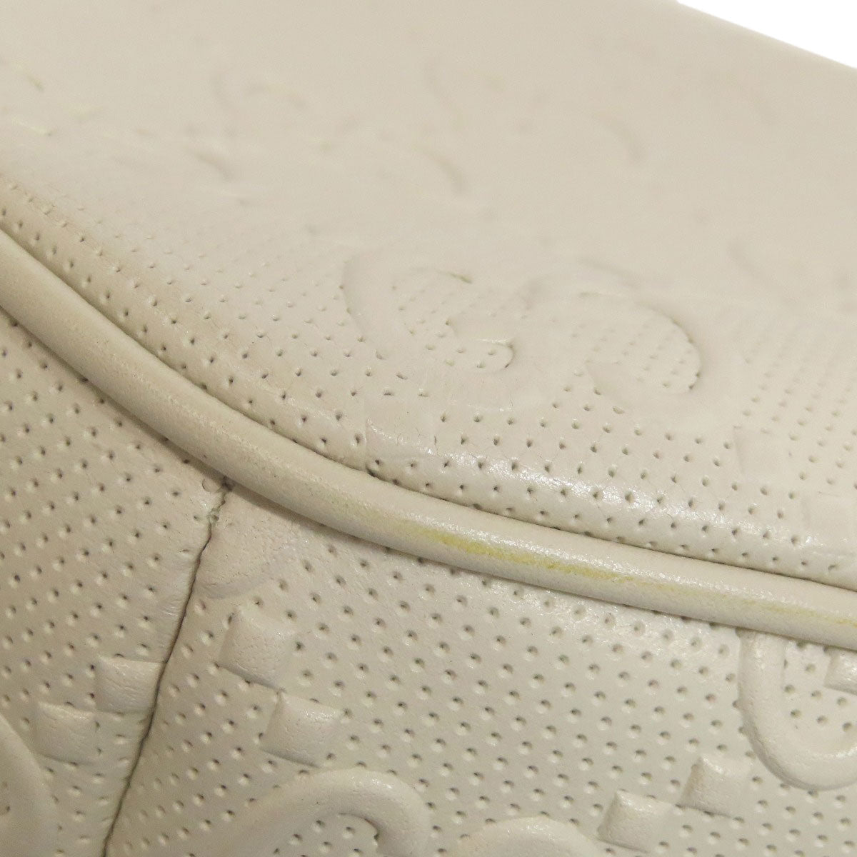 GUCCI Sling bag 645093 Calfskin white GG emboss Women Used Authentic