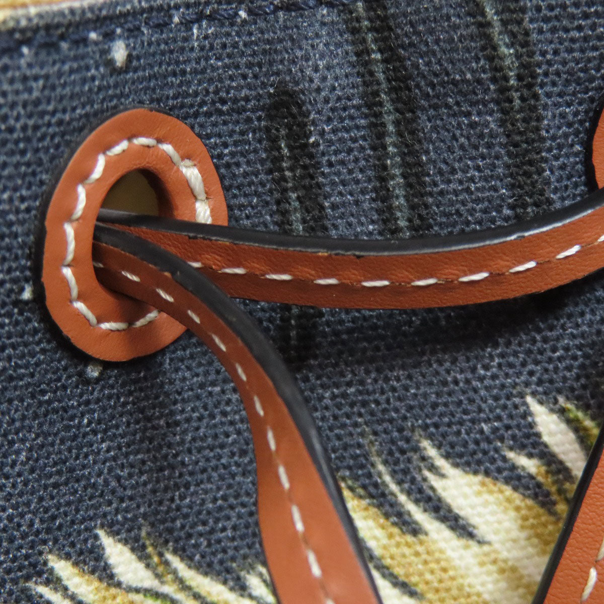 LOEWE Shoulder Bag Canvas, Raffia black Mermaid motif Women Used Authentic