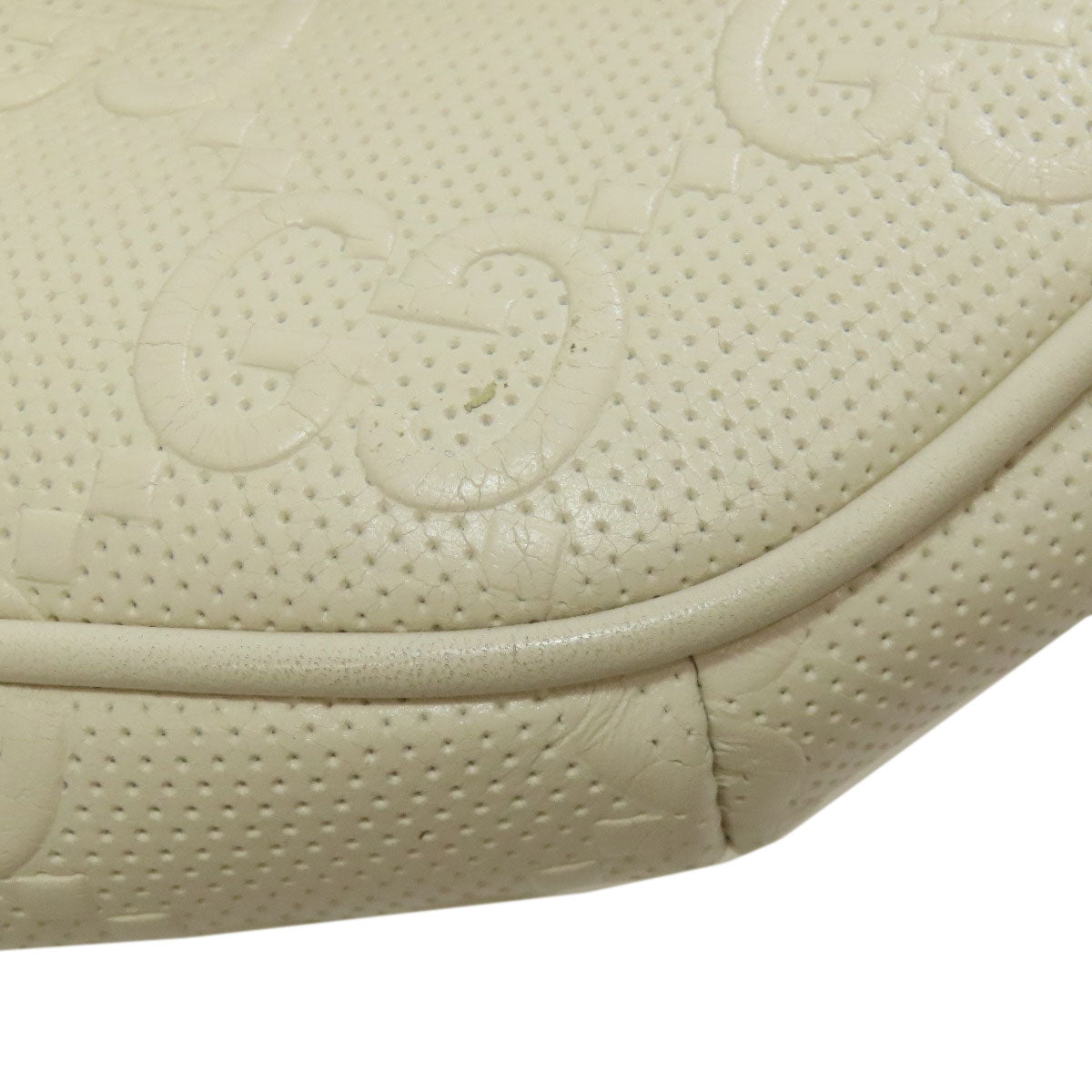 GUCCI Sling bag 645093 Calfskin white GG emboss Women Used Authentic