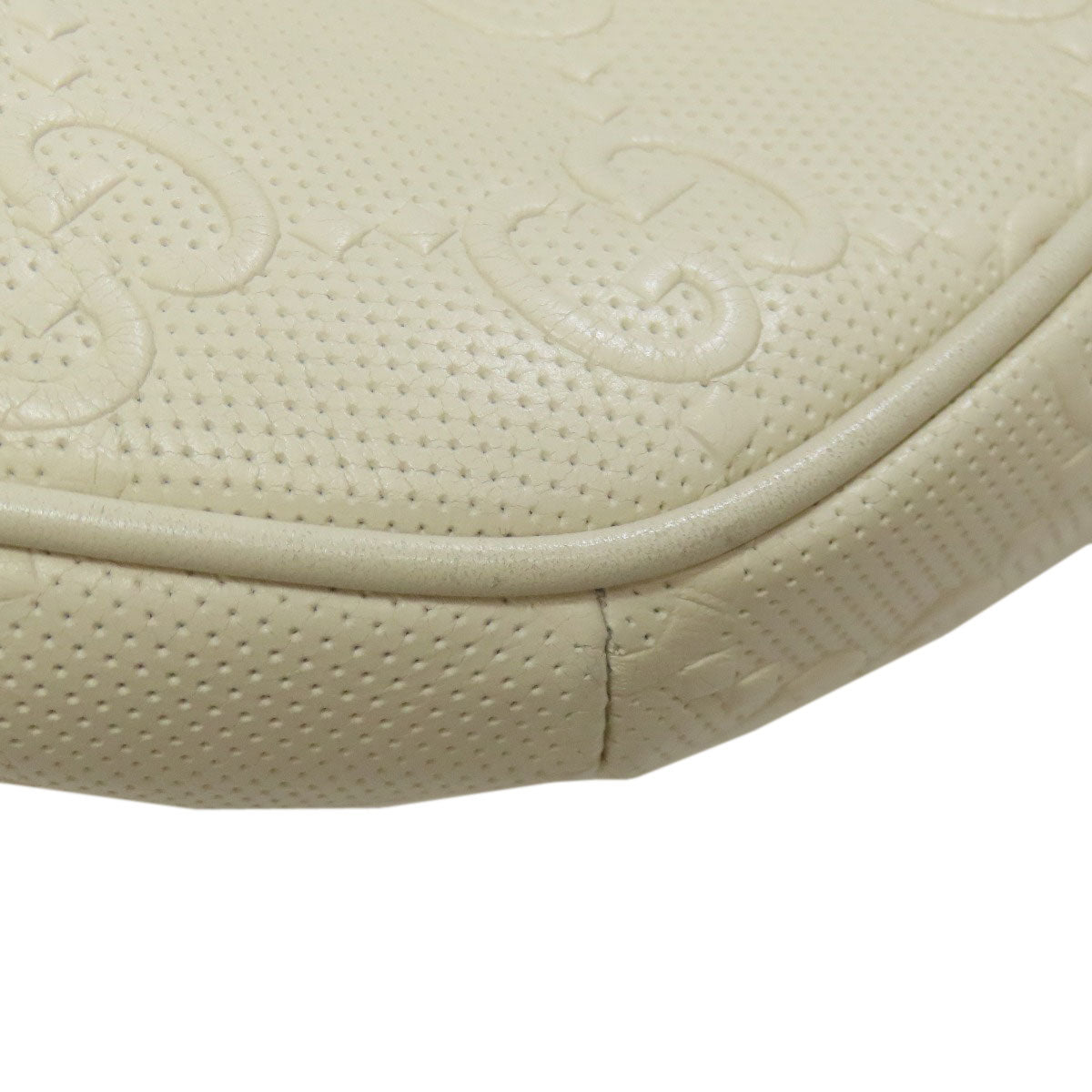 GUCCI Sling bag 645093 Calfskin white GG emboss Women Used Authentic
