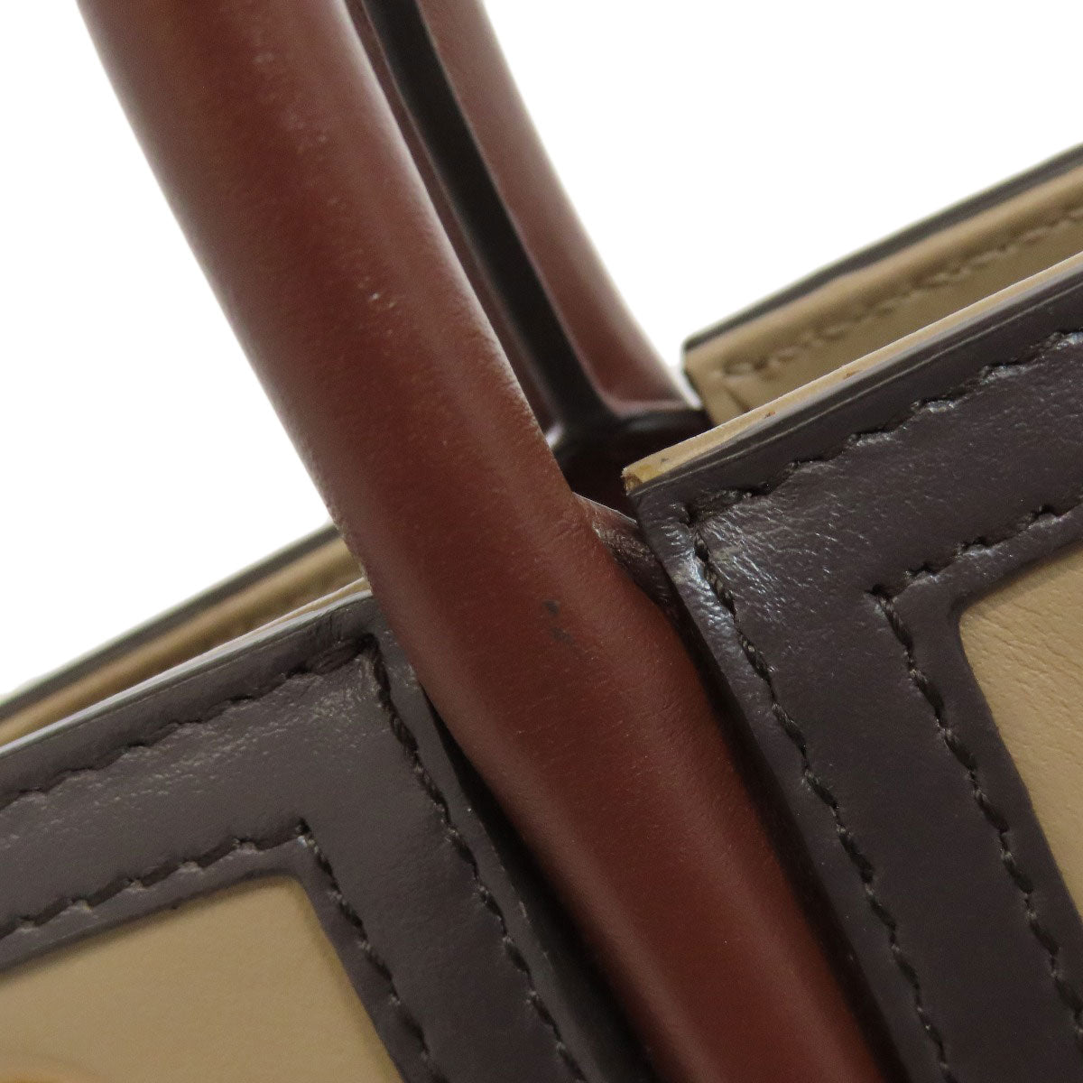 BURBERRY Handbag leather Brown logo Women Used Authentic
