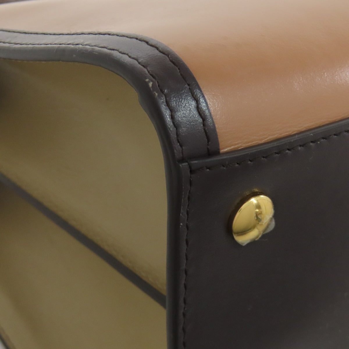 BURBERRY Handbag leather Brown logo Women Used Authentic