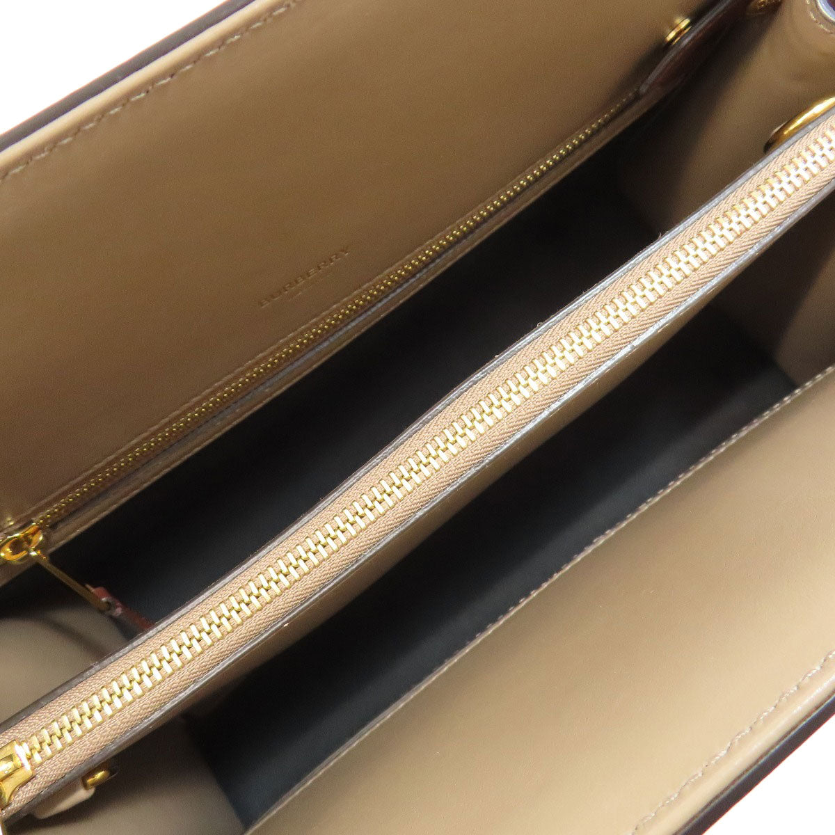 BURBERRY Handbag leather Brown logo Women Used Authentic