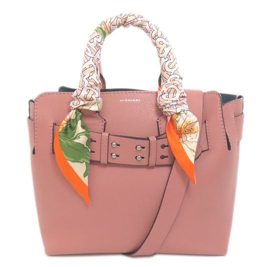 BURBERRY Handbag leather pink 2WAY Women Used Authentic