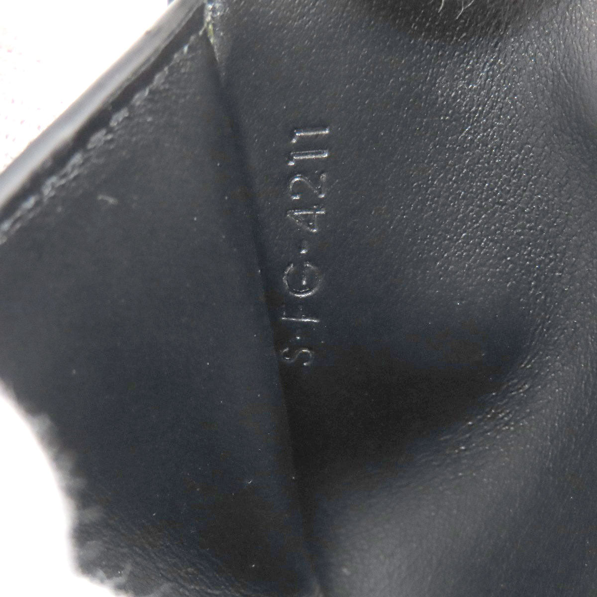 CELINE Bifold Wallet Calfskin black logo Women Used Authentic