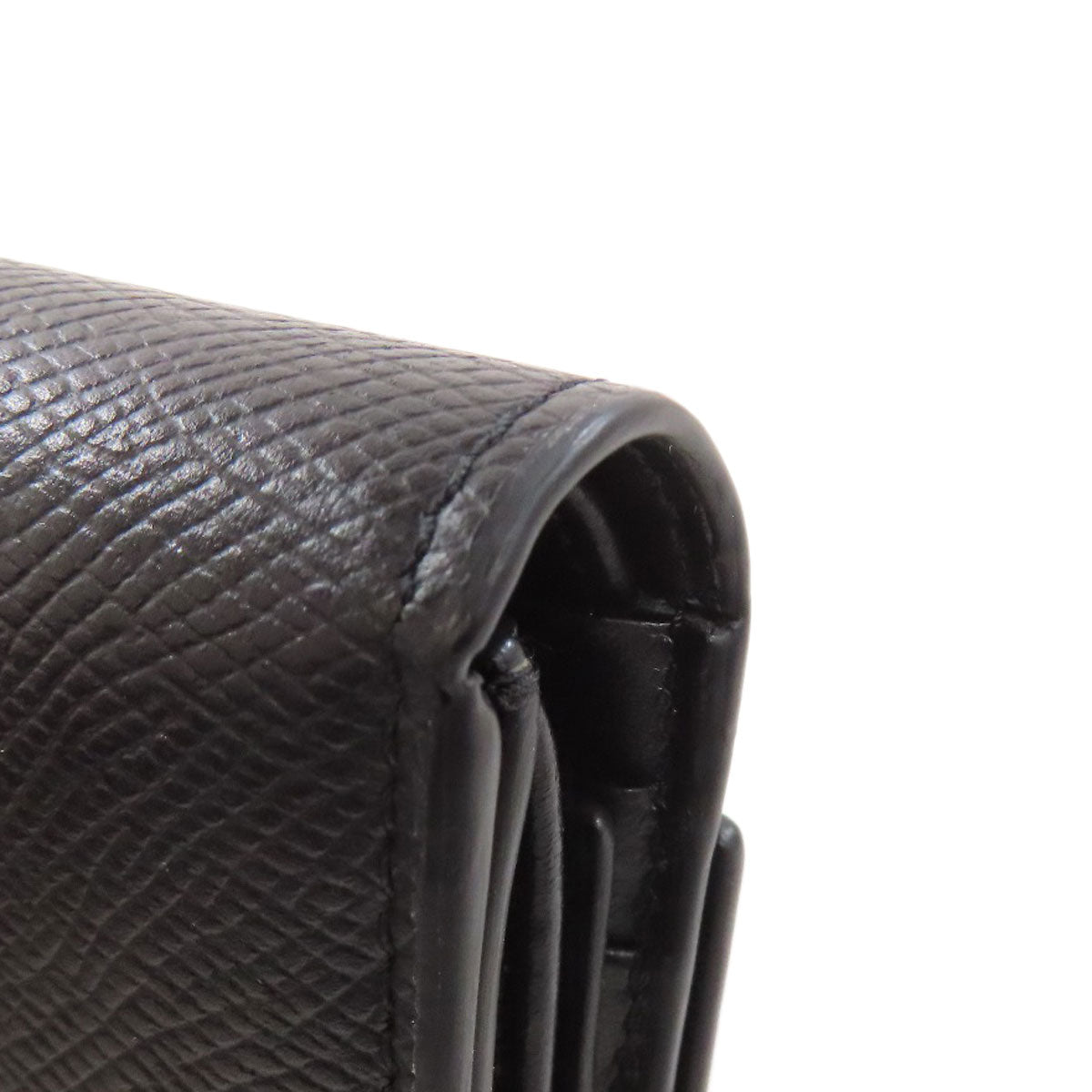 CELINE Bifold Wallet Calfskin black logo Women Used Authentic