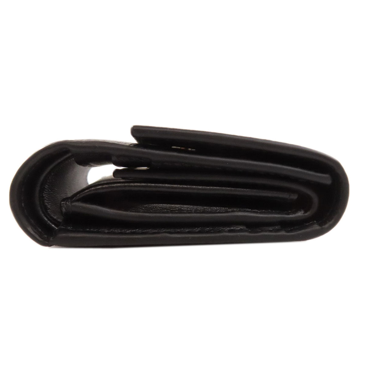 CELINE Bifold Wallet Calfskin black logo Women Used Authentic