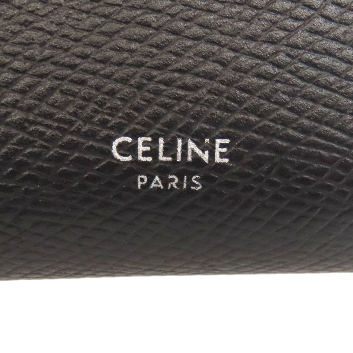 CELINE Bifold Wallet Calfskin black logo Women Used Authentic