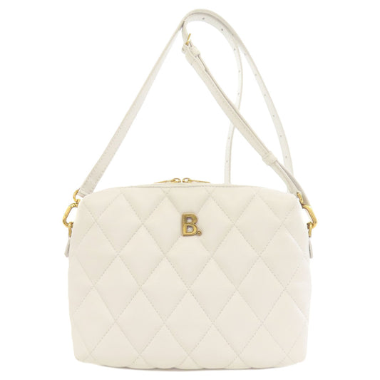 BALENCIAGA Shoulder Bag leather white quilting Women Used Authentic