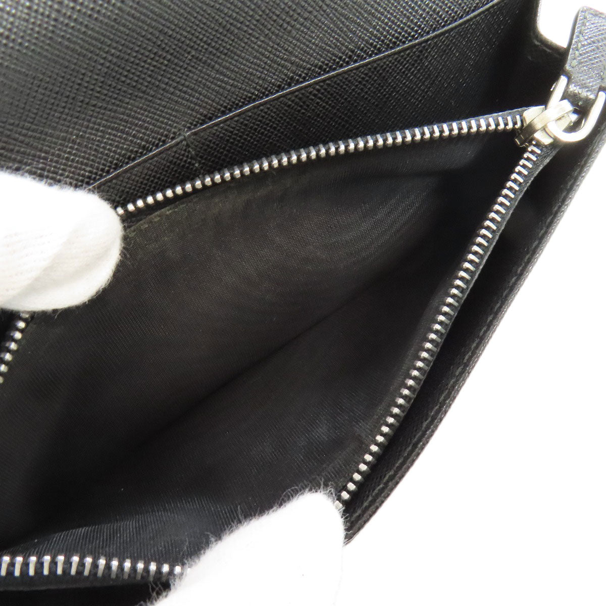 PRADA Long Wallet Purse 2MV835 Safiano black logo mens Used Authentic