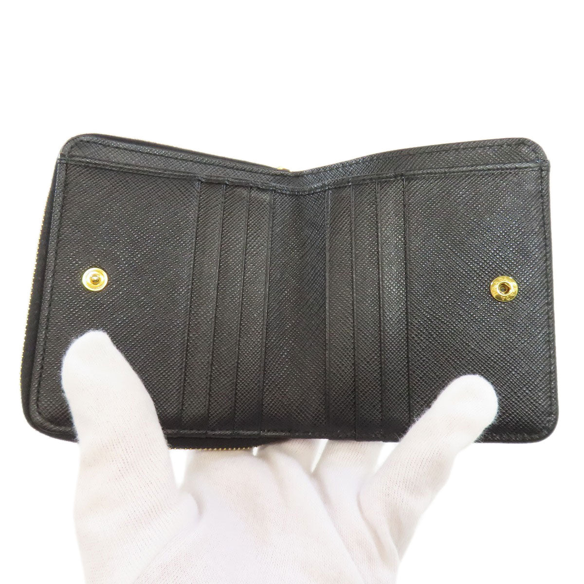 PRADA Bifold Wallet 1ML036 Safiano black logo Women Used Authentic