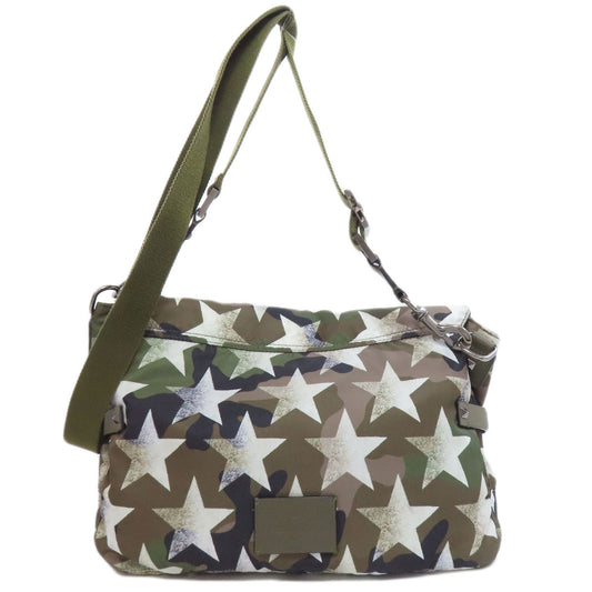 VALENTINO Shoulder Bag Nylon green Camouflage Pattern Star Motif