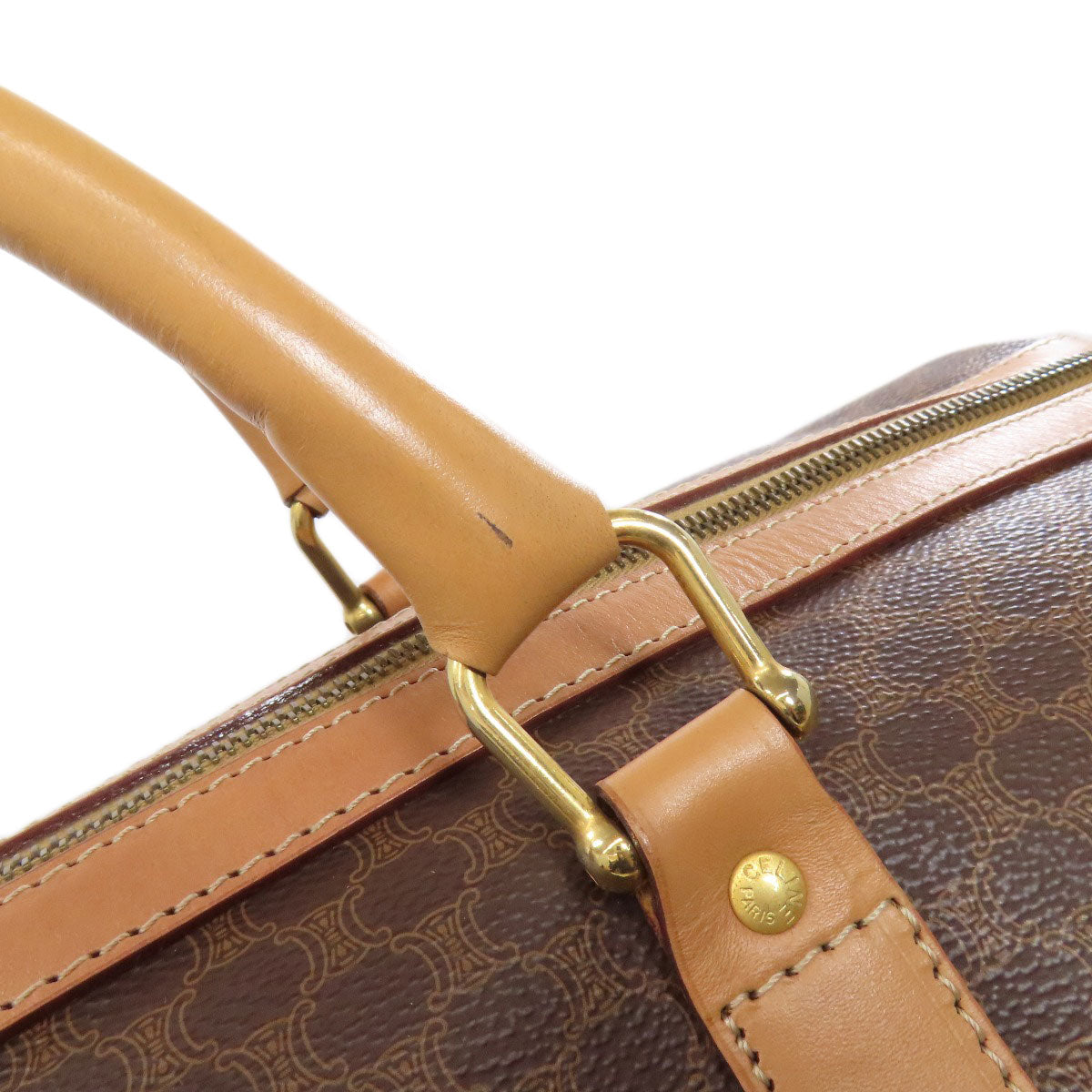 CELINE Boston Duffel bag PVC Brown Macadam Pattern Women Used Authentic